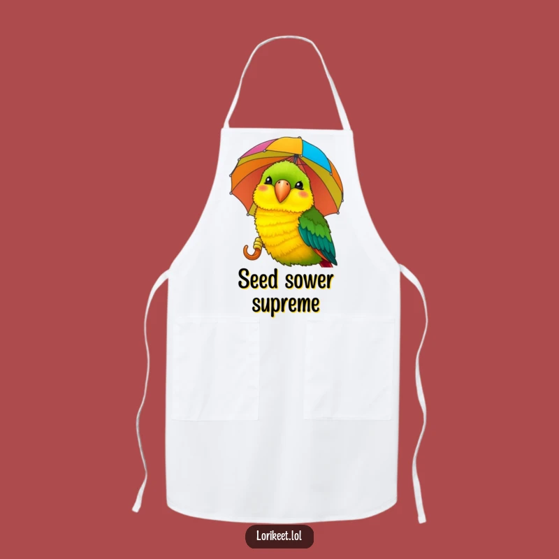 Funny Lorikeet Umbrella Apron: Chef's Humorous Bird Gear for Kitchen Fun