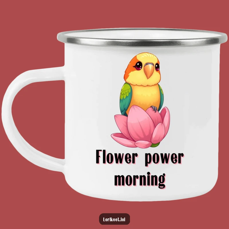 Funny Lorikeet Flower Camping Mug: Outdoor Bird Drinkware, Perfect Funny Gift