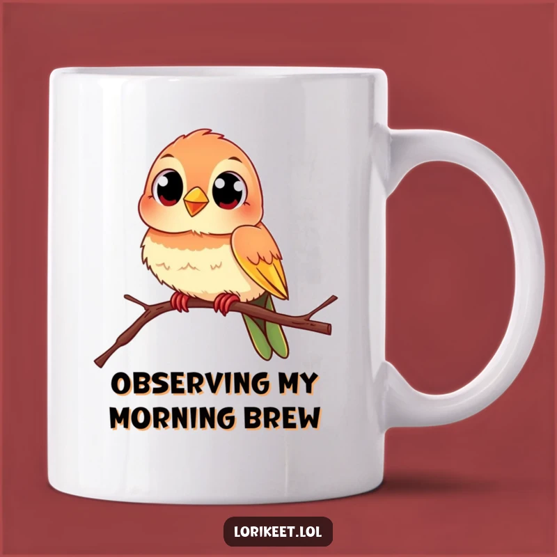 Funny Curious Bird Mug: Lively Percher Design, Perfect Funny Gift for Bird Lovers