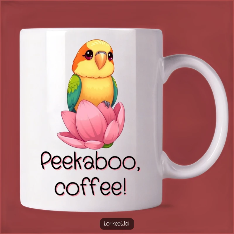 Funny Lorikeet Flower Mug: Curious Bird Design, Perfect Funny Gift