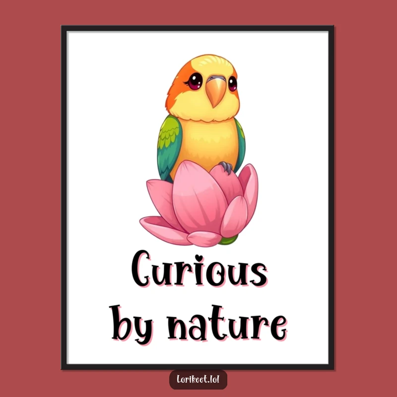 Funny Lorikeet Flower Digital Art: Curious Bird Download, Perfect Funny Gift
