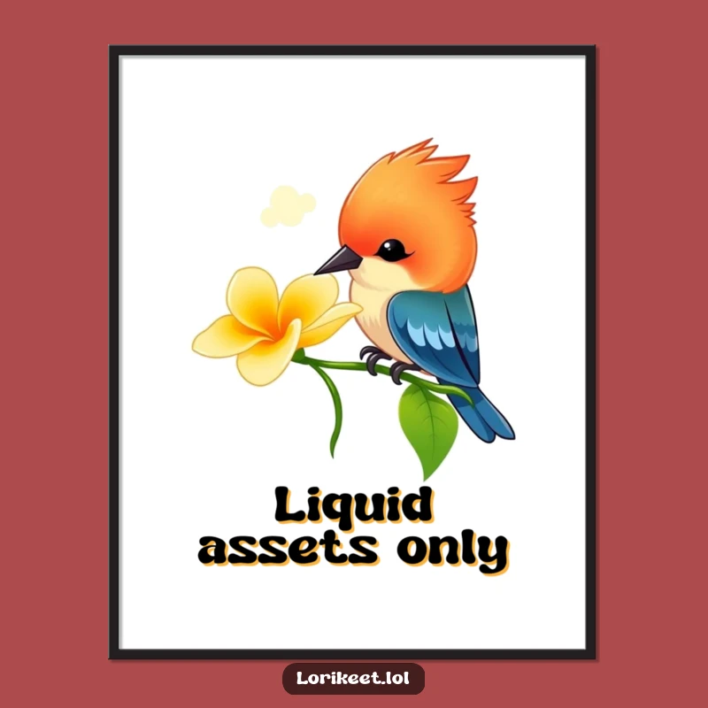 Funny Crested Bird Digital Art: Vibrant Playful Bird Print, Instant Funny Gift