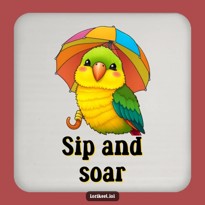 Funny Lorikeet Umbrella Coaster Set: Protect Surfaces with Birdy Humor