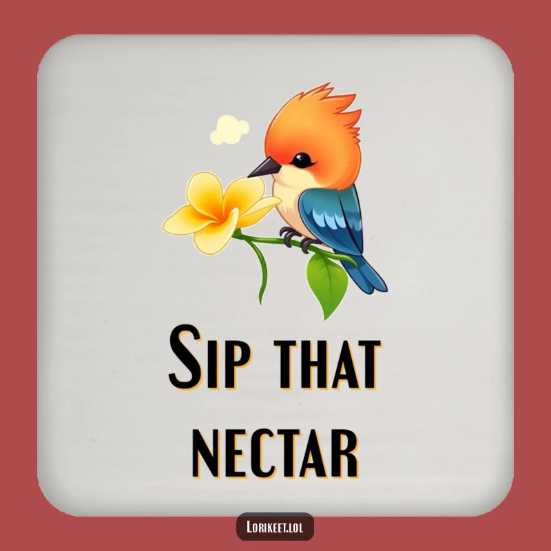 Funny Vibrant Bird Coaster: Playful Crested Bird Drink Protector, Charming Funny Gift
