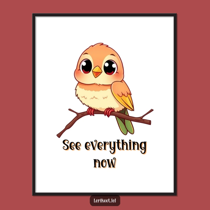 Funny Curious Bird Poster: Lively Percher Art, Eye-Catching Funny Gift Decor