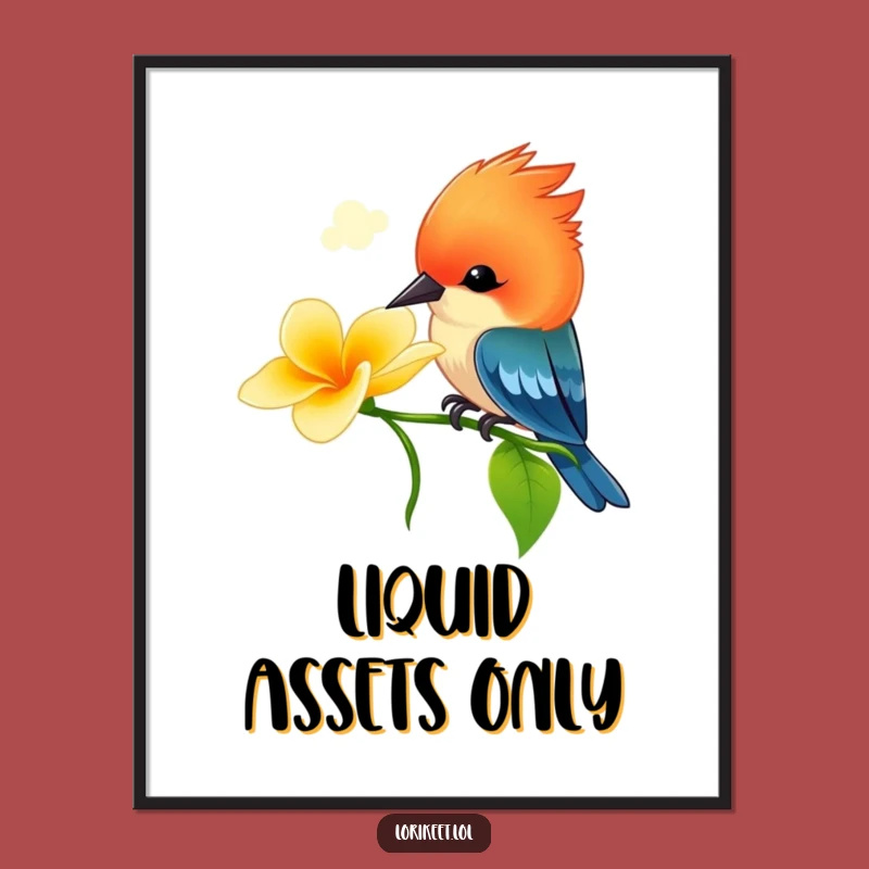 Funny Crested Bird Poster: Vibrant Playful Bird Art, Stunning Funny Gift Decor