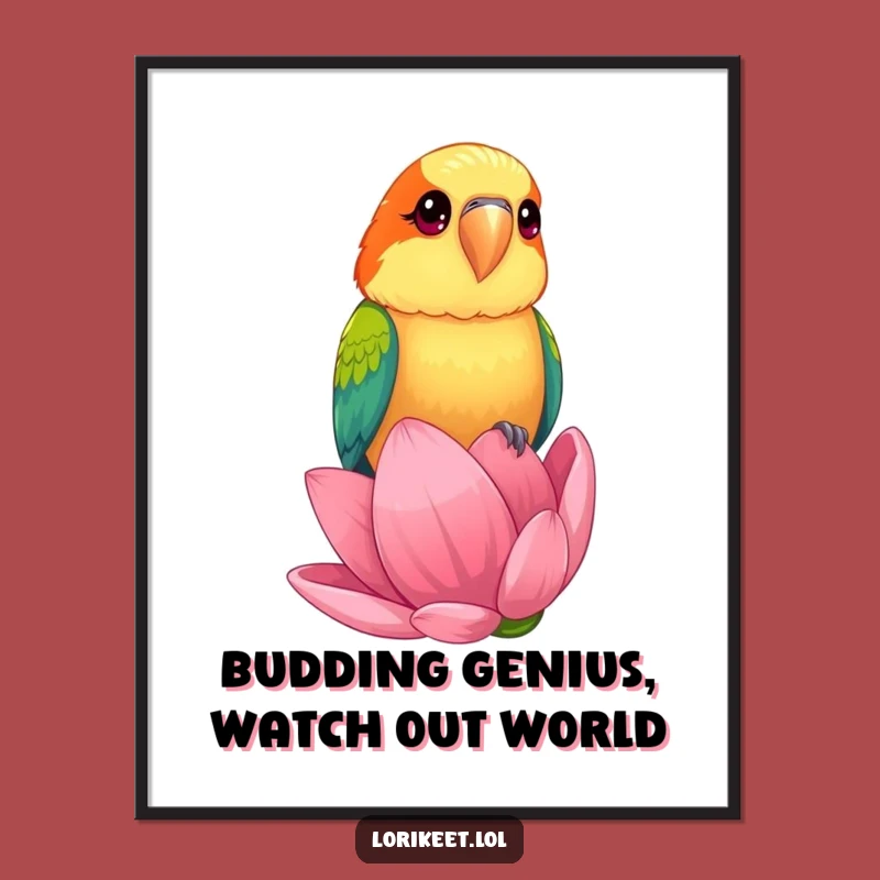 Free Printable Wall Art: Curious Lorikeet on Giant Flower Downloadable Art