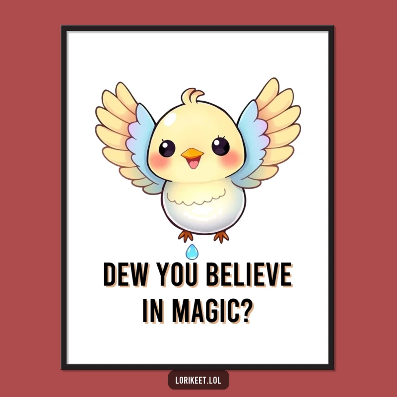 Funny Free Printable Wall Art: Happy Bird Catching Dewdrop, Humorous Decor