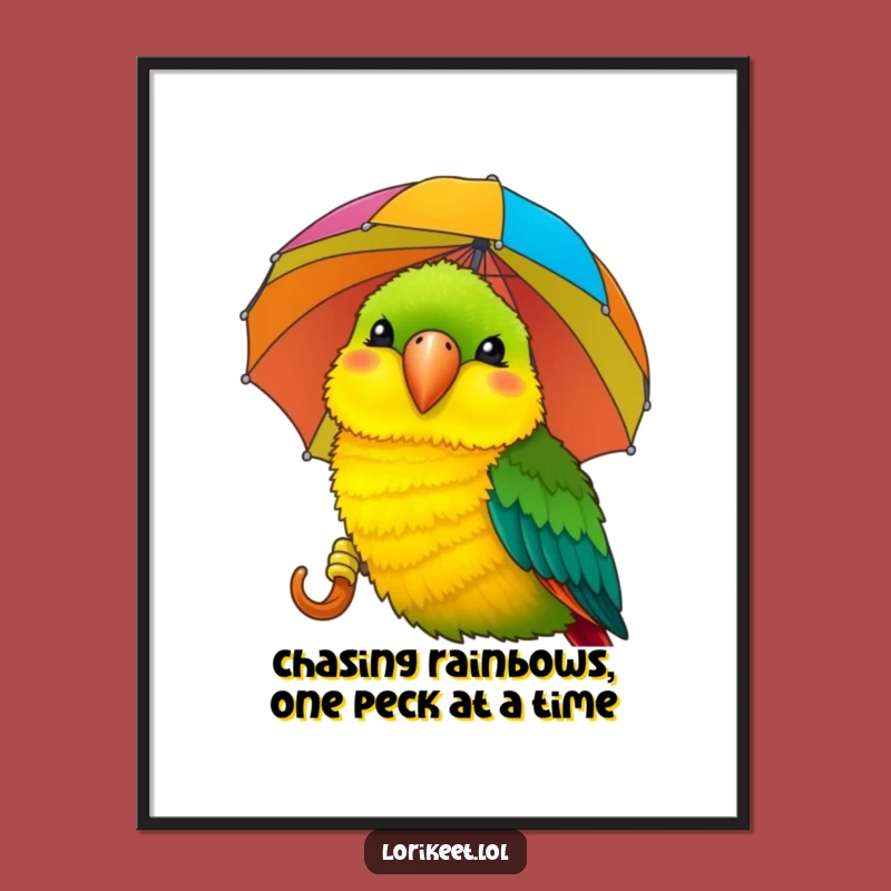 Free Printable Lorikeet Wall Art: Funny Umbrella Pecking Downloadable Decor Art