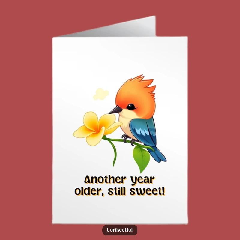 Free Printable Birthday Card: Funny Bird Sipping Nectar, Hilarious Downloadable Gift