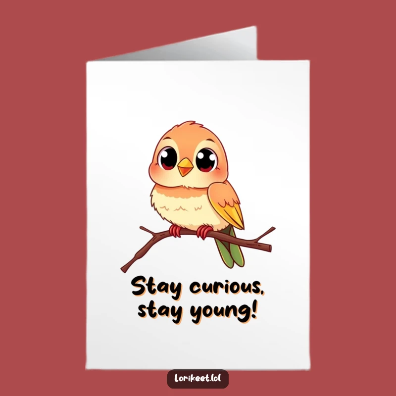 Free Printable Birthday Card: Curious Bird, Funny Downloadable Greeting for Fun