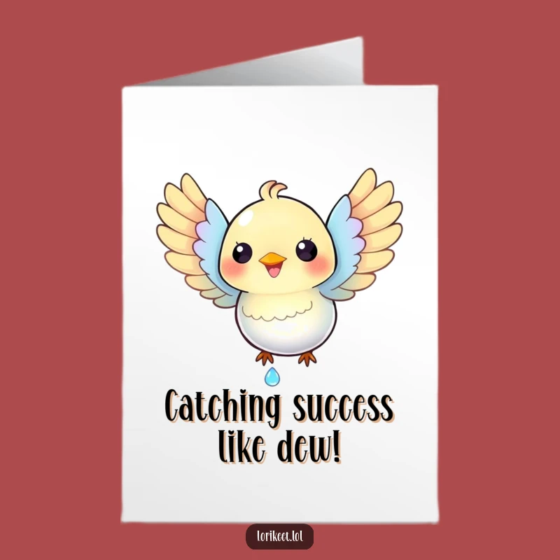Free Printable Congrats Card: Happy Bird Catches Success, Funny Downloadable