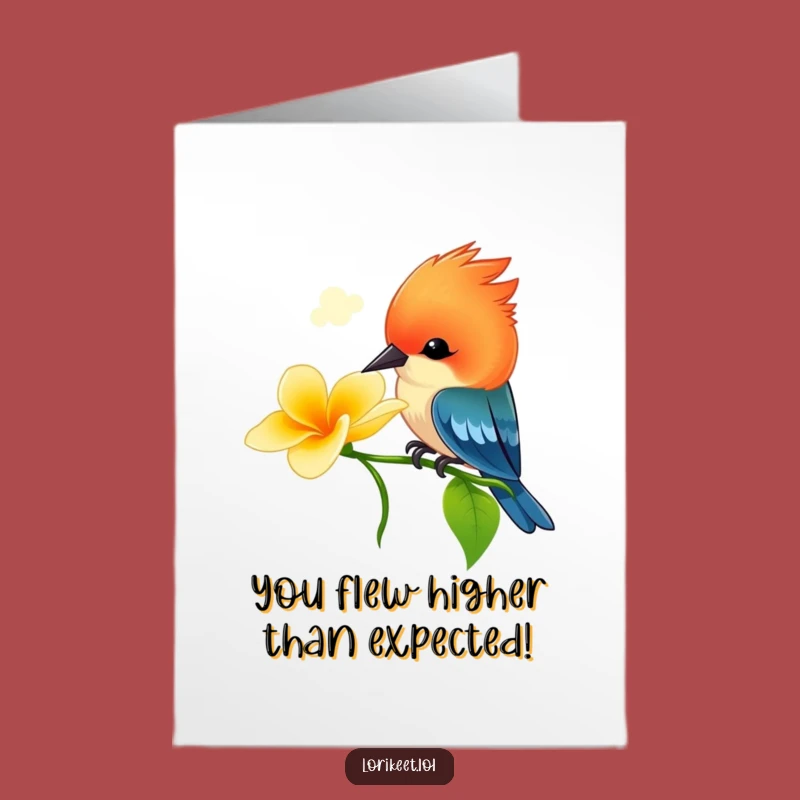 Free Printable Congrats Card: Funny Crested Bird Blooms, Perfect Downloadable Gift