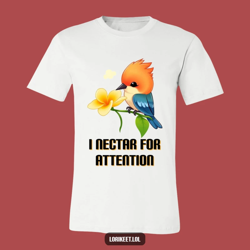 Funny Vibrant Bird T-Shirt: Playful Nectar Sipper Crested Design, Ideal Funny Gift